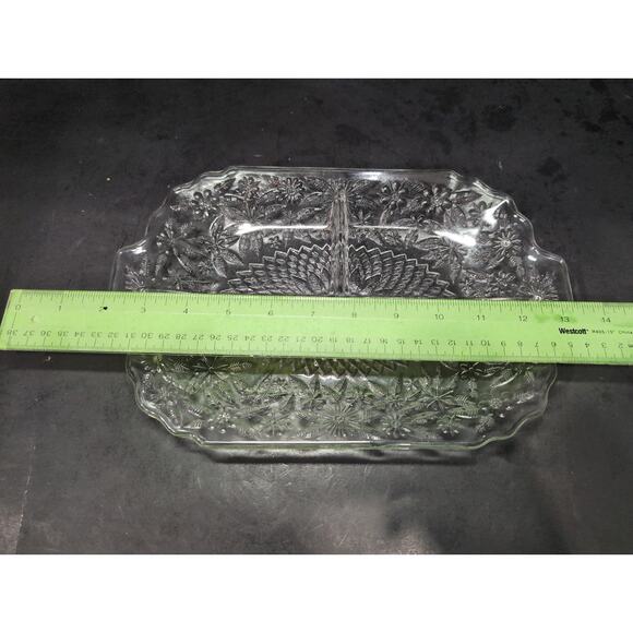 Indiana Glass Pineapple Floral Platter,‎ Depression Glass Tray, 11.5" X 7.5, Vtg - Picture 8 of 10